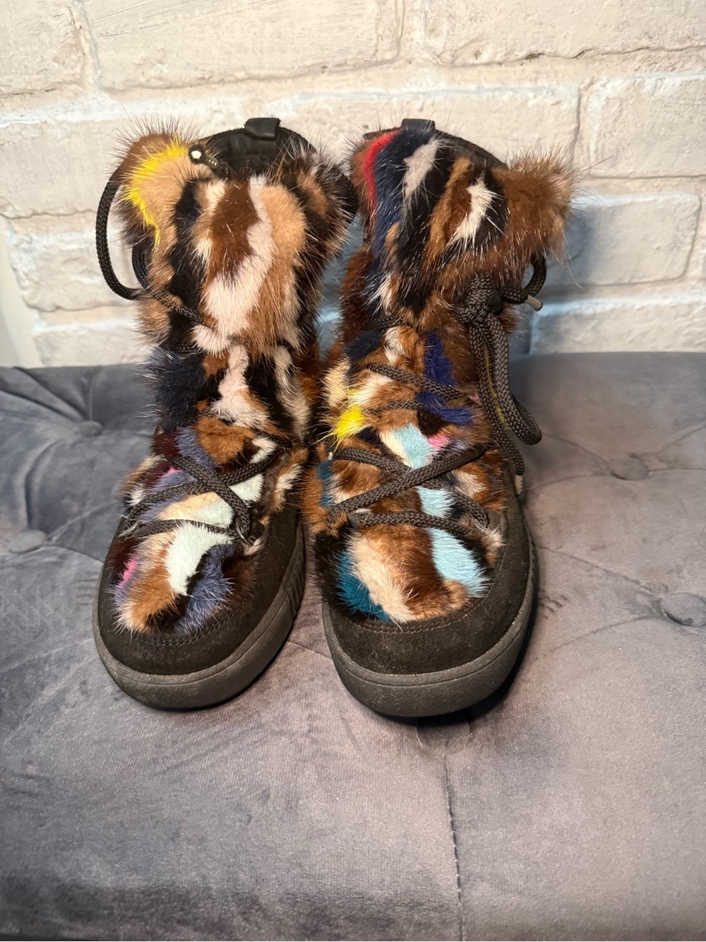Fuzzy Multicolor Fur Winter Boots